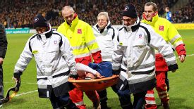 Radamel Falcao is stretchered off.