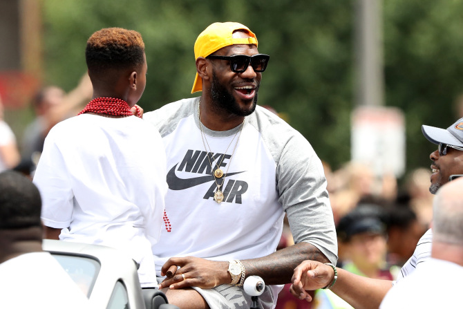 CLEVELAND, OH - JUNE 22:  LeBron James #23 of the Cleveland Cavaliers looks on during the Cleveland Cavaliers 2016 NBA Championship victory parade and rally on June 22, 2016 in Cleveland, Ohio.  (Photo by Mike Lawrie/Getty Images)