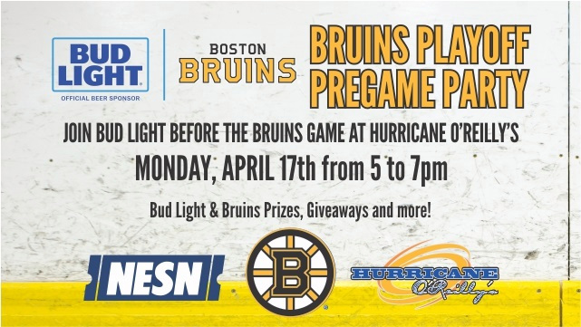 Bud Light Bruins pregame party at Hurricane O'Reilly's