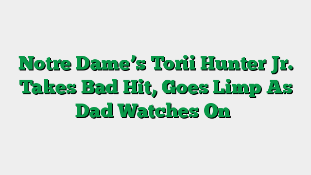 Notre Dame’s Torii Hunter Jr. Takes Bad Hit, Goes Limp As Dad Watches On