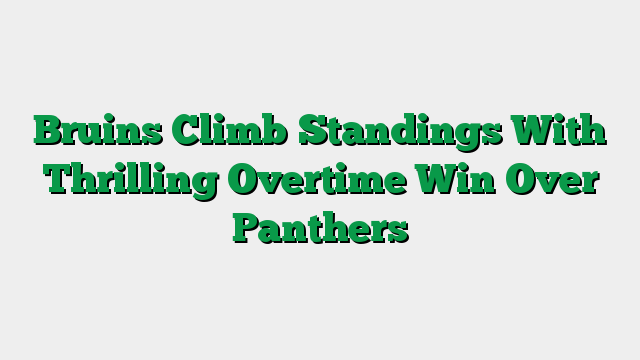 Bruins Climb Standings With Thrilling Overtime Win Over Panthers
