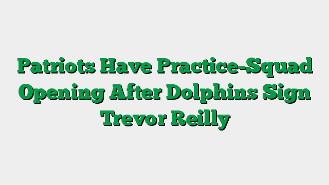 Patriots Have Practice-Squad Opening After Dolphins Sign Trevor Reilly