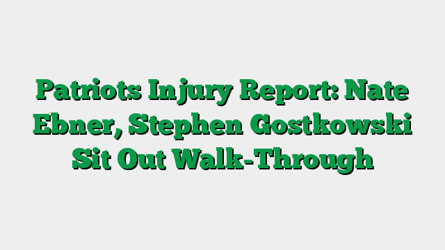 Patriots Injury Report: Nate Ebner, Stephen Gostkowski Sit Out Walk-Through