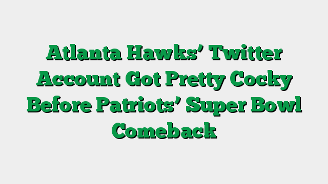 Atlanta Hawks’ Twitter Account Got Pretty Cocky Before Patriots’ Super Bowl Comeback