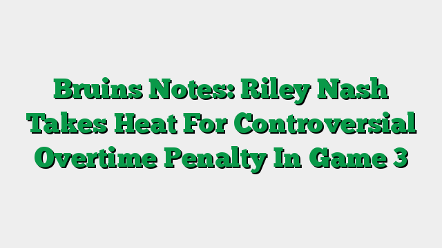 Bruins Notes: Riley Nash Takes Heat For Controversial Overtime Penalty In Game 3