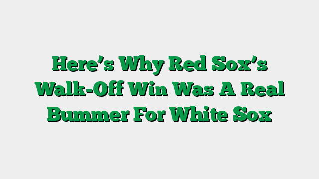 Here’s Why Red Sox’s Walk-Off Win Was A Real Bummer For White Sox