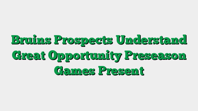 Bruins Prospects Understand Great Opportunity Preseason Games Present
