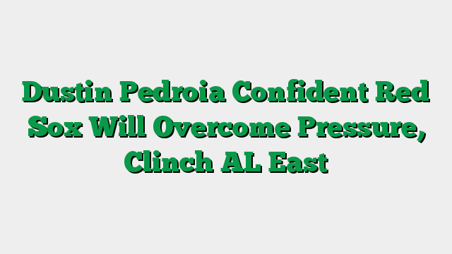 Dustin Pedroia Confident Red Sox Will Overcome Pressure, Clinch AL East