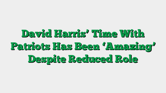 David Harris’ Time With Patriots Has Been ‘Amazing’ Despite Reduced Role