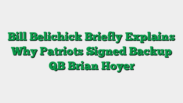 Bill Belichick Briefly Explains Why Patriots Signed Backup QB Brian Hoyer