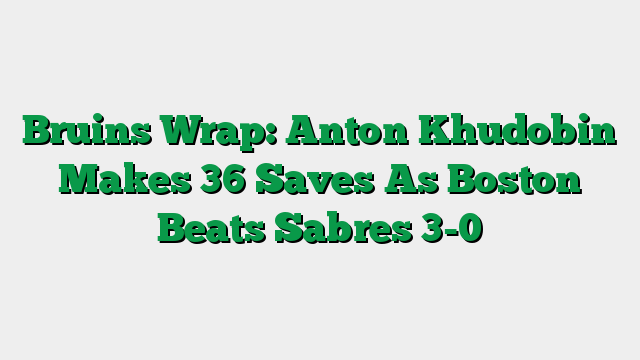 Bruins Wrap: Anton Khudobin Makes 36 Saves As Boston Beats Sabres 3-0