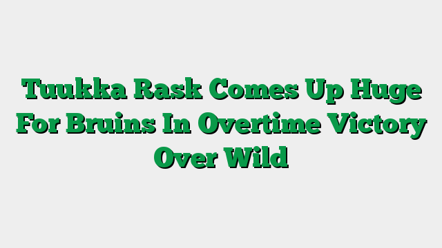 Tuukka Rask Comes Up Huge For Bruins In Overtime Victory Over Wild