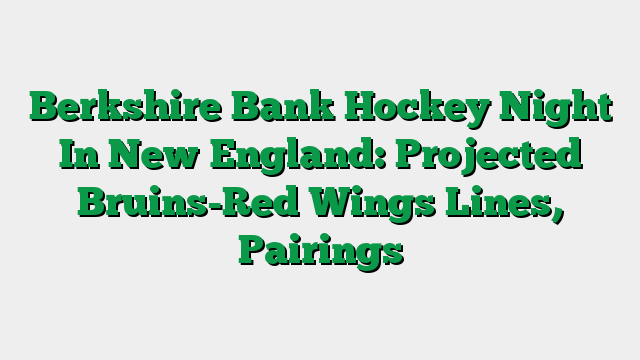Berkshire Bank Hockey Night In New England: Projected Bruins-Red Wings Lines, Pairings