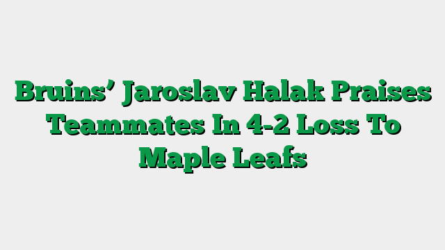 Bruins’ Jaroslav Halak Praises Teammates In 4-2 Loss To Maple Leafs