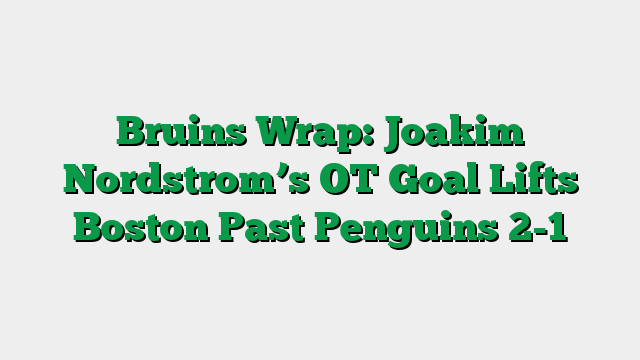 Bruins Wrap: Joakim Nordstrom’s OT Goal Lifts Boston Past Penguins 2-1