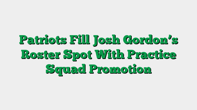 Patriots Fill Josh Gordon’s Roster Spot With Practice Squad Promotion