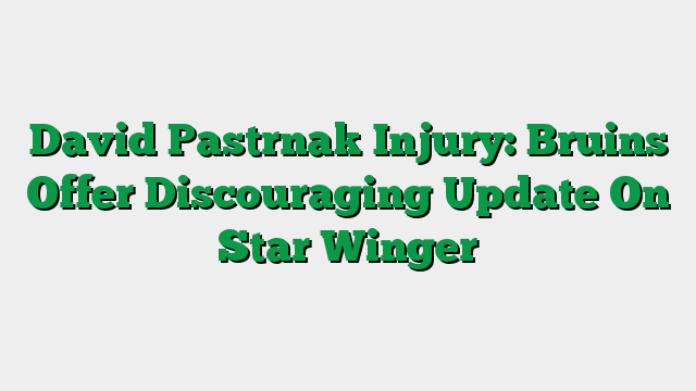 David Pastrnak Injury: Bruins Offer Discouraging Update On Star Winger