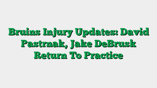 Bruins Injury Updates: David Pastrnak, Jake DeBrusk Return To Practice