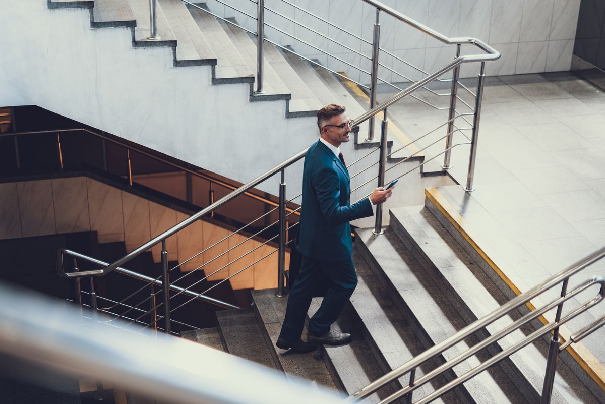 Taking the stairs is a great way to increase the amount of physical activity in your day.