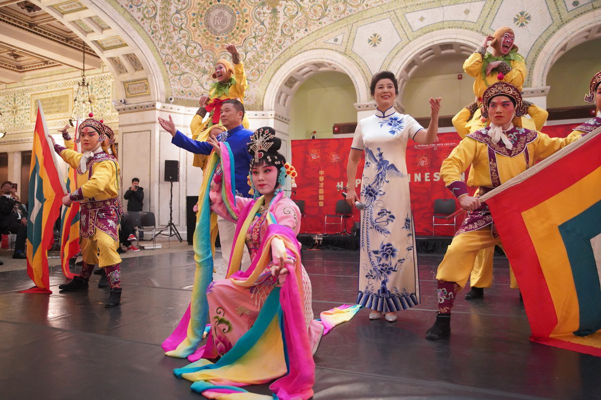 Members of the Zhejiang Shaoju Opera Theatre performed a sneak peek of their Sunday show at the Chicago Symphony Hall at the Chinese New Year celebration.