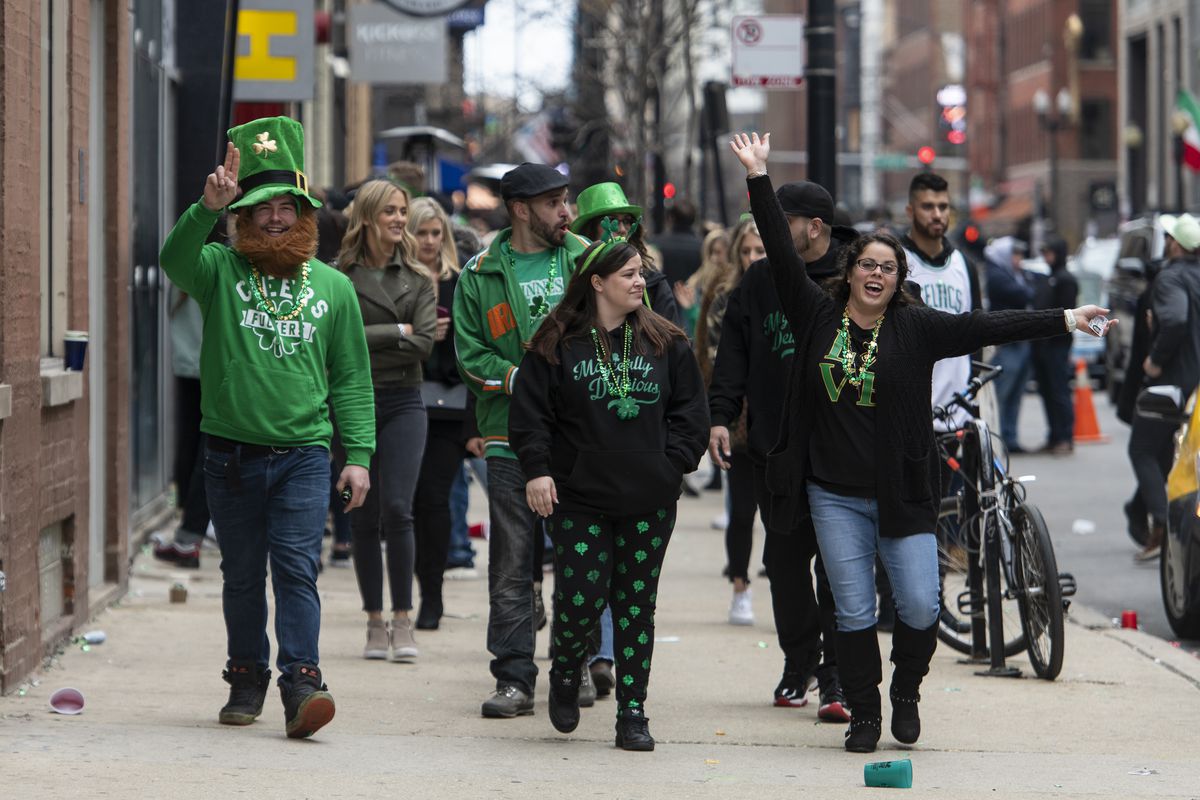 The St. Patrick’s Day parades were cancelled Saturday amid COVID-19 fears, but people still flocked to River North to celebrate the holiday.
