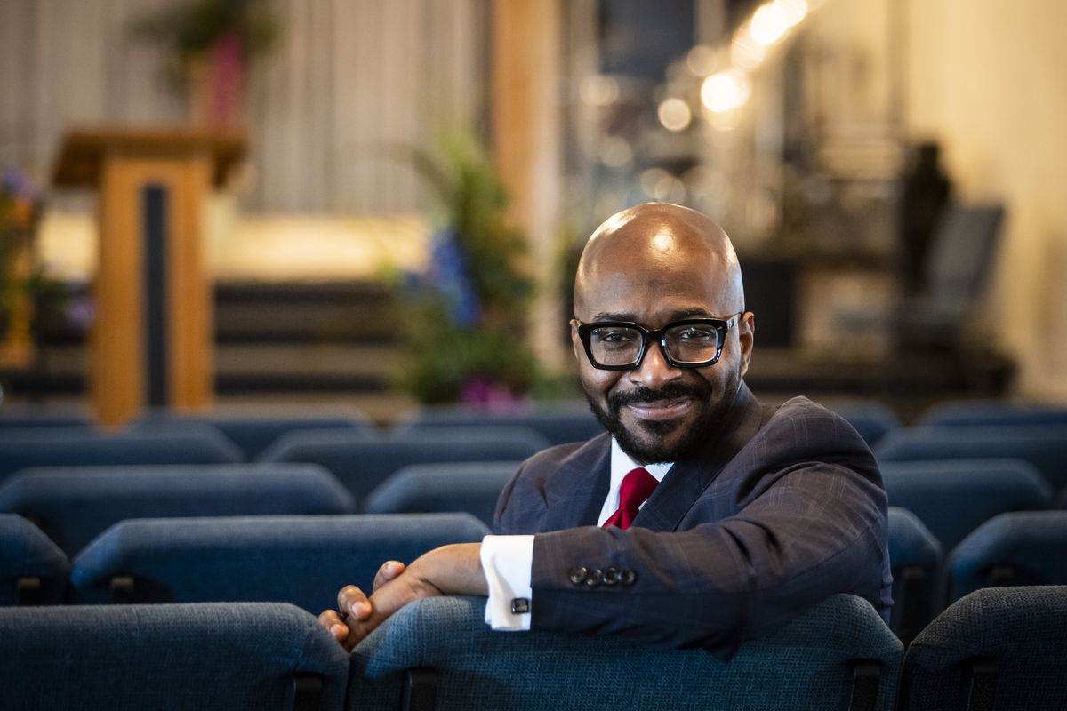 Pastor Chris Harris inside Bright Star Church of God In Christ in Bronzeville on the South Side.