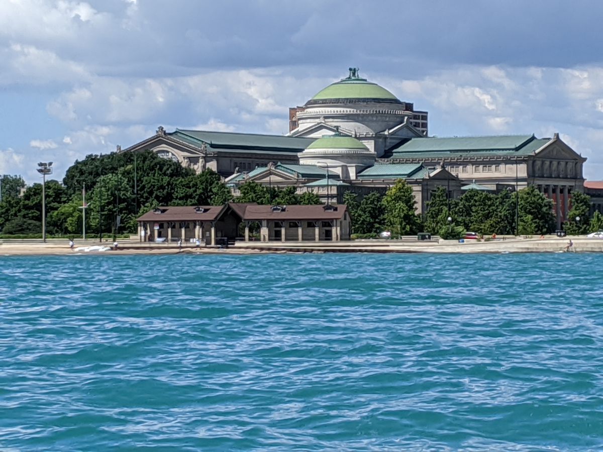 The Museum of Science and Industry as seen from Lake Michigan. Credit: Dale Bowman
