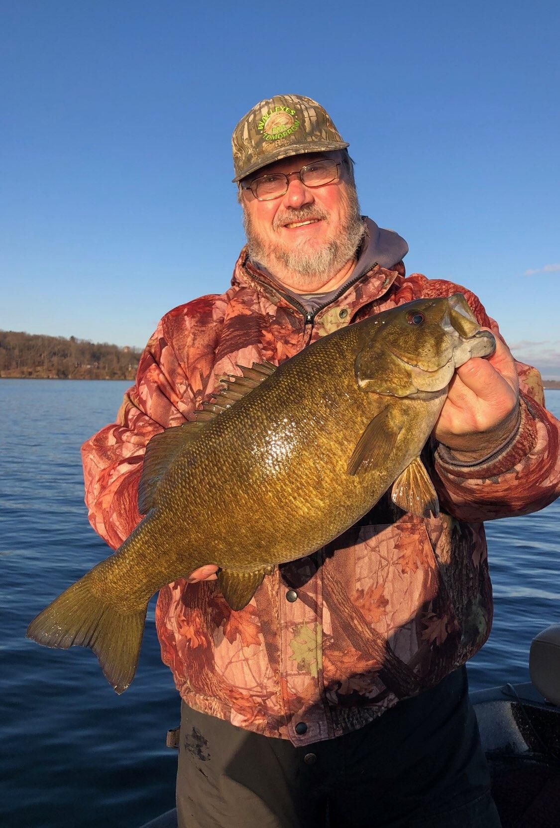Harry Bowey from Princeton, Wis., with a 5-pound, 9-ounce smallmouth bass caught last week (released) with guide Mike Norris.&nbsp;Provided photo