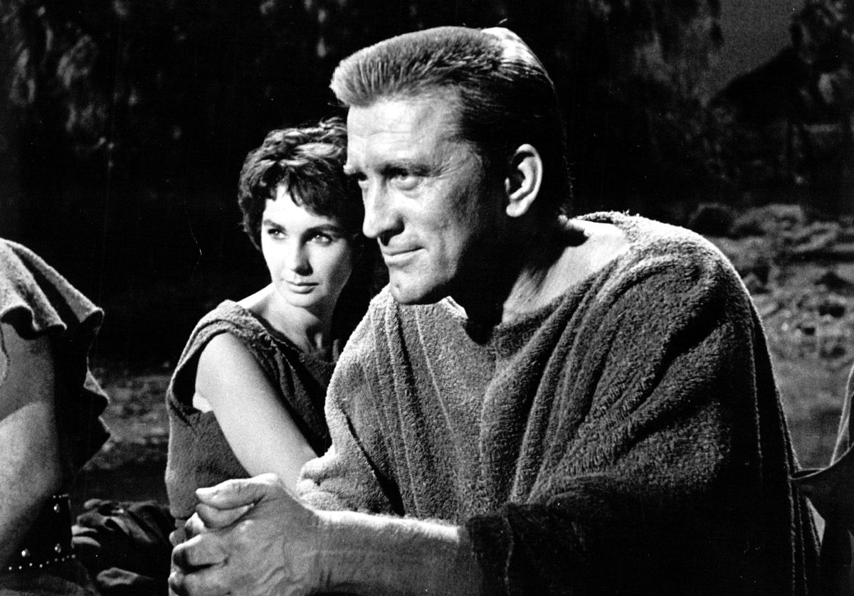 Kirk Douglas and Jean Simmons are show in a scene from the 1960 film “Spartacus.”
